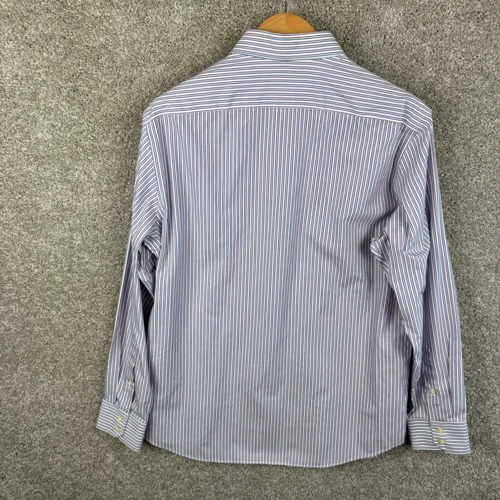 Banana Republic Mens Large Slim Fit Striped Dress Shirt Red Blue White NEW